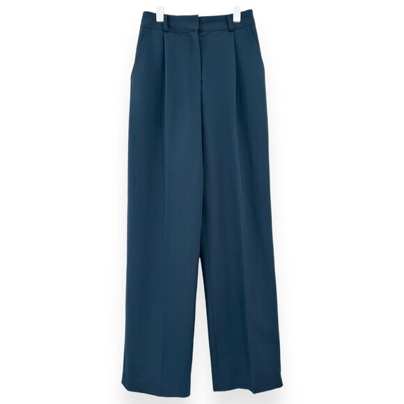 The Frankie Shop Navy Midnight Blue Wide Leg Trousers Pants sz S